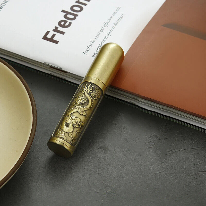Toothpick Holders Portable Metal Lid Chinese Style Needle Storage Case 8.5x1.7cm