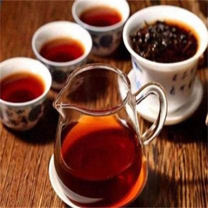 400g Yunnan Aged Golden Bud Cake Tea Hongxingxiang Old Puerh Ripe Tea Leaves