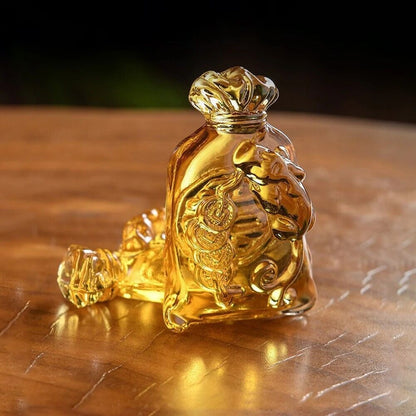 Citrine Money Bag Figurines Glass Crystal Crafts Lucky Feng Shui Ornaments 5x7cm