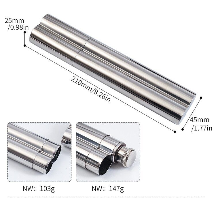 Cigar Tube Storage Cases Stainless Steel Humidor Travel Tobacco Cigarette Holder