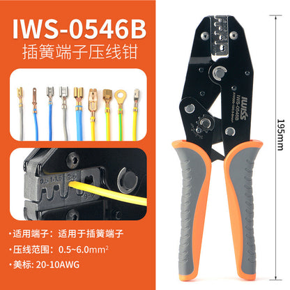 IWISS HS Series Ratchet Crimping Pliers Tube Type Insulated Bare Terminal Tool