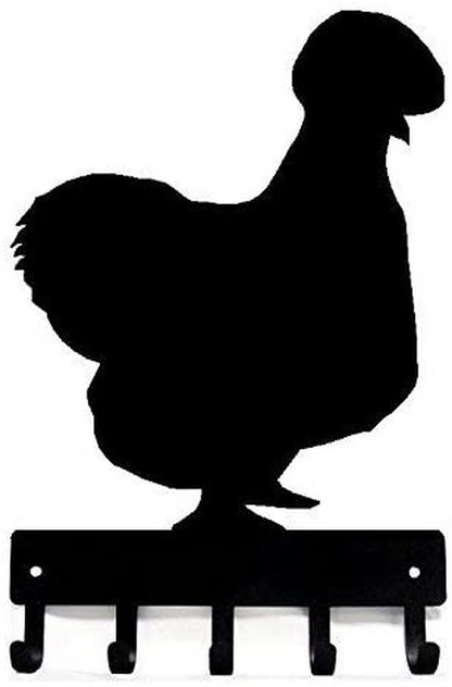 Silkie #1 Chicken Farm Key Rack - 6 inch Wide Metal Wall Art