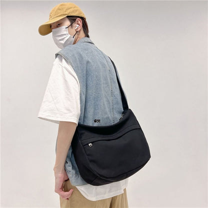 Washed Fabric Shoulder Bag Large Capacity Tote Bag Fashion Crossbody Bags Men