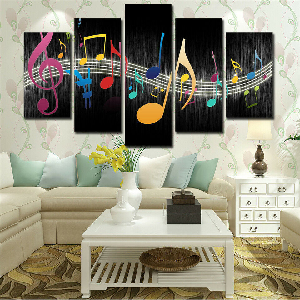 Musical Notes Music 5 Pieces canvas Wall Art Print Picture Home Decor