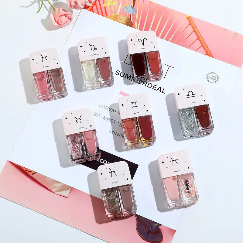 Nail Polish 2 Pcs Manicure Constellation Double Colors Matte UV Gel Lacquer Soak