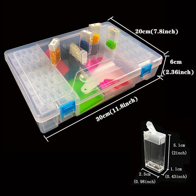 5D Diamond Painting Accessories Tool Kits 30x20cm Plastic Embroidery Storage Box