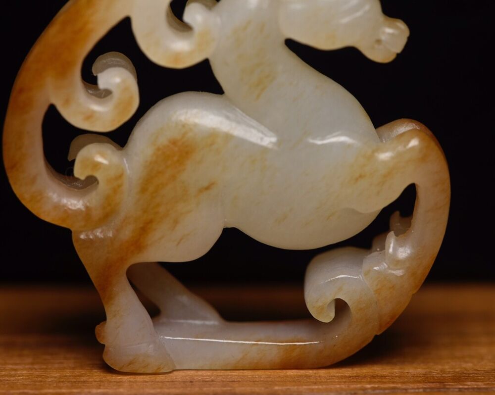 Collection Chinese Hetian Jade Carving Deer Statue Exquisite Figurines Art Work