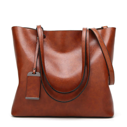 Leather Bucket Bag Double Strap Handbag Shoulder Bags Women Shopping