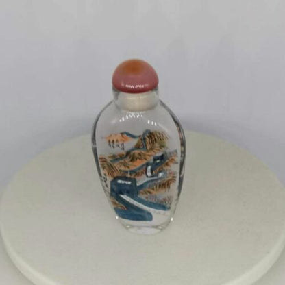 Chinese Old Beijing Glaze Inside Painting Snuff Bottle Painted The Great Wall