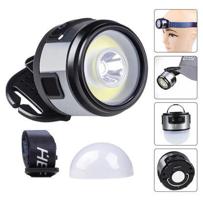 4n1 Waterproof Xpg cob Led Head Cap Hat Light Headlight With Magnetic Clip On