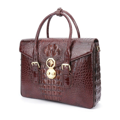 Crocodile Alligator Skin Men's Business Briefcase, Desinger Eagle Head Handbags