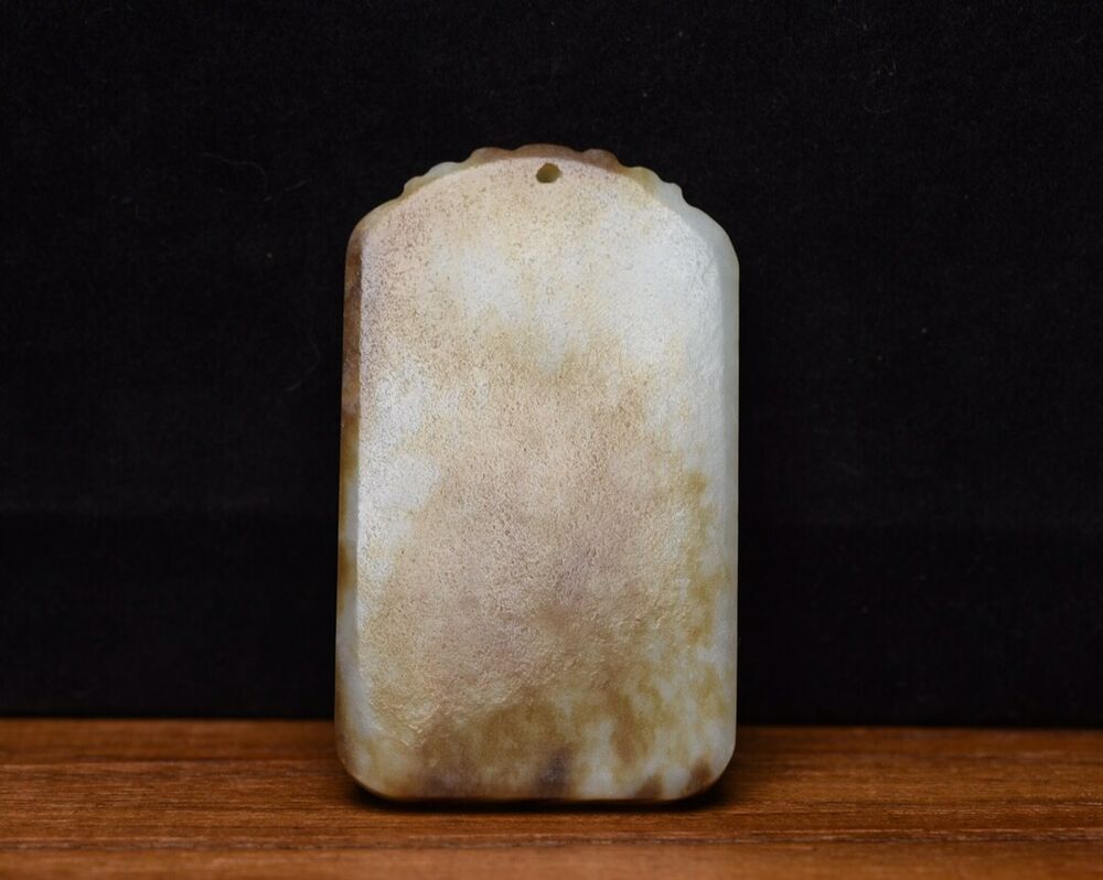 Chinese Natural Hetian Jade Carved Landscape Statues Exquisite Pendant Jewelry