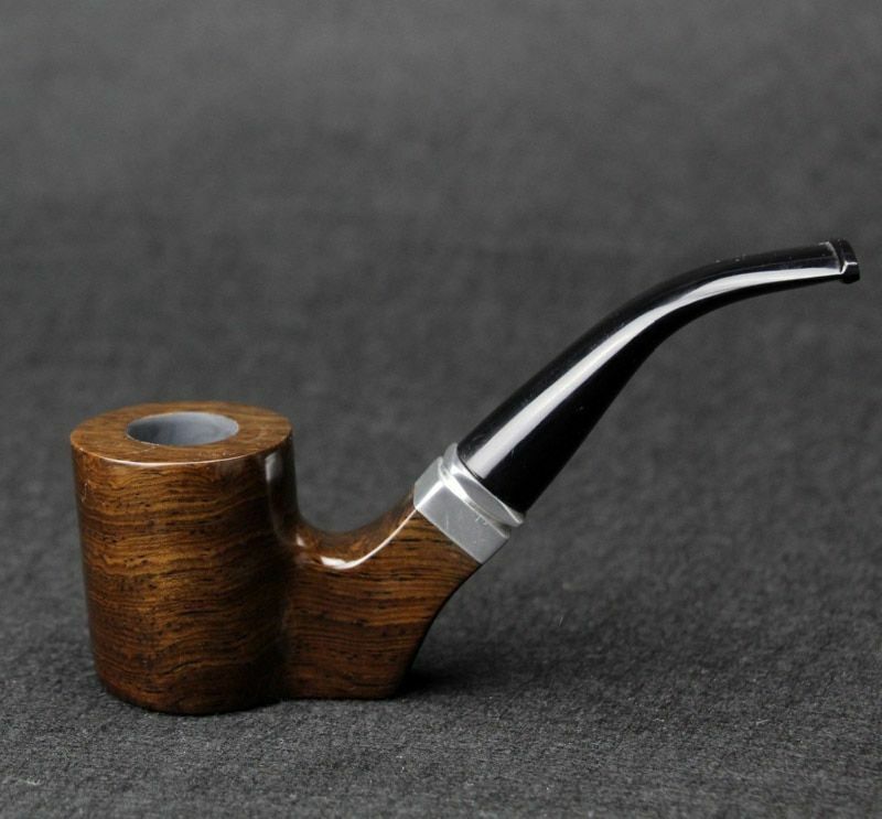 Tobacco Smoking Pipes Pouch Holder Filter Sets Handmade Ebony Wood Bent 150x52mm