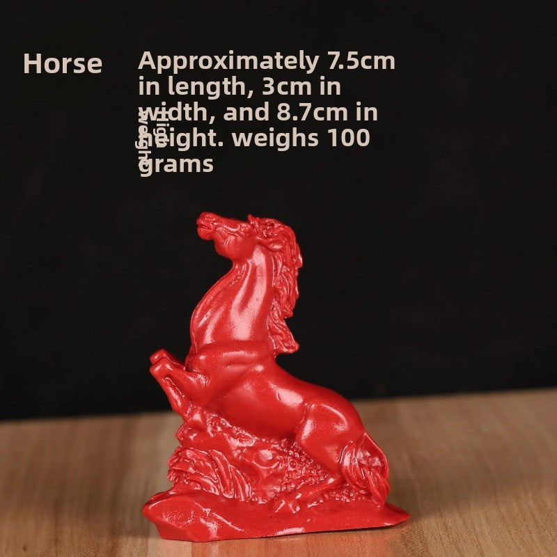 1Pc Cinnabar Handcarved Twelve Chinese Zodiac Tea Pet Amulet Home Decoration