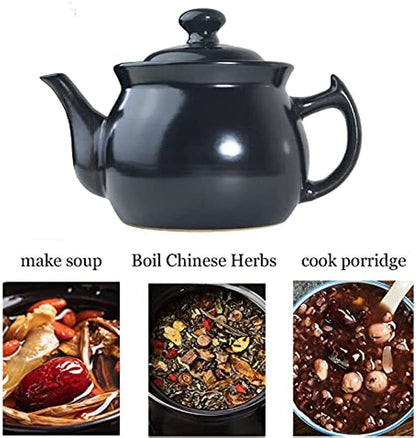 Spodumene Porcelain Teapot 1.8qt Kettle Casserole with Lid Ceramic Tea Pot Black