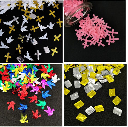 Confetti 15g Church Wedding Golden Pigeon Sequin Cross Bible Table Scatter Decor