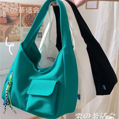 Simple Shoulder Bag Japanese Style Nylon Tote Bag Large Capacity School Handbags