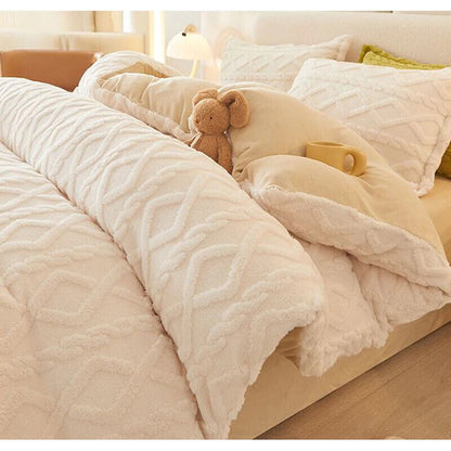 Soft Duvet Cover Plush King Size Winter Quilt Double Bed Bedding Set