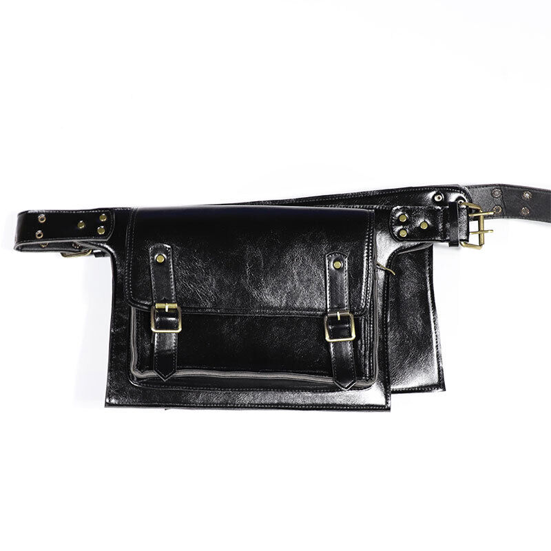 Medieval Steampunk PU Leather Waist Bag Hip Pocket with Buckle Cosplay