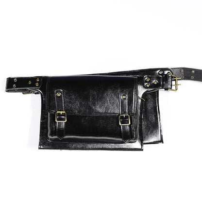 Medieval Steampunk PU Leather Waist Bag Hip Pocket with Buckle Cosplay