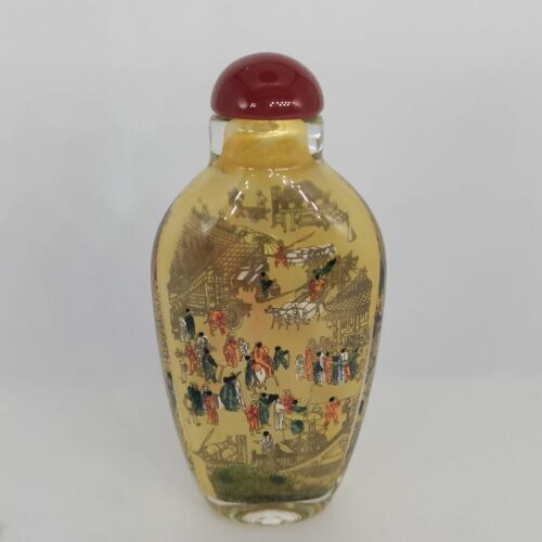 Chinese Old Beijing Glaze Inside Painting Painted Exquisite Pattern Snuff Bottle