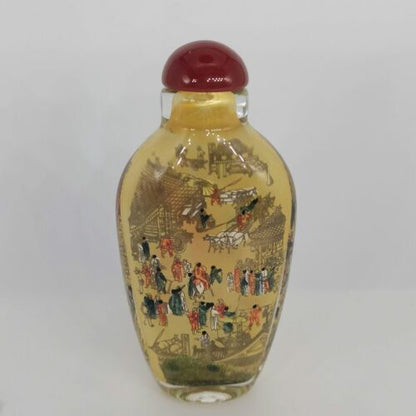 Chinese Old Beijing Glaze Inside Painting Painted Exquisite Pattern Snuff Bottle