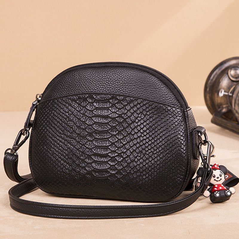 Pattern Genuine Leather Crossbody Bag Casual Shell Handbag Shoulder Purse Nylon
