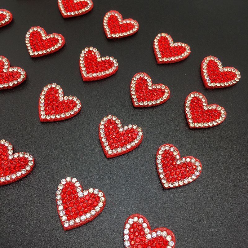 Patches Colorful Padded Heart Flower Clothing Appliques 20x19mm Rhinestone 50Pcs