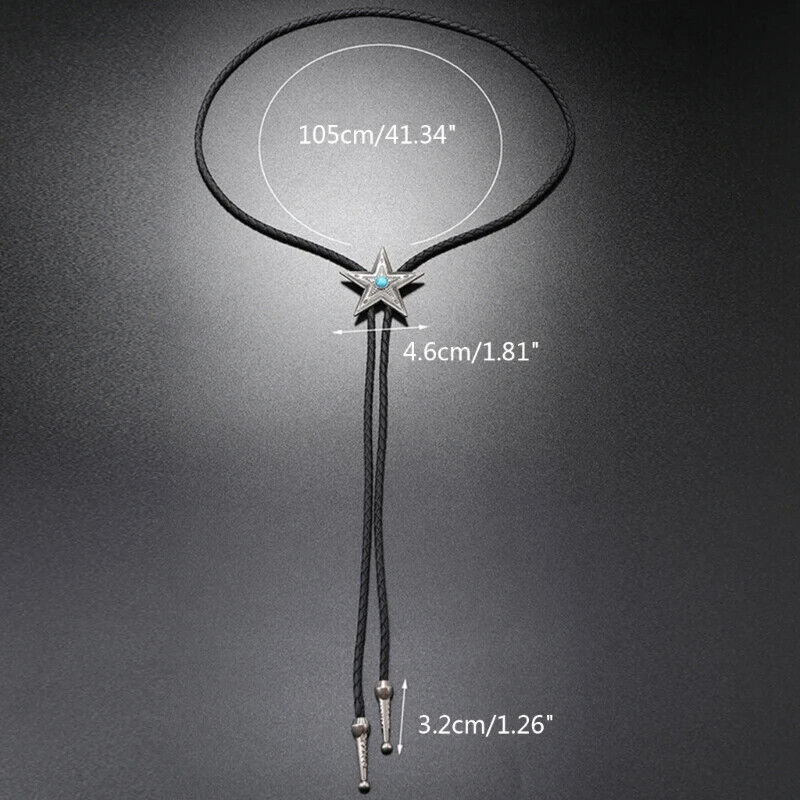 Men Bolo Tie Elegant Black Star Pendant Cowboy Necktie Western Necklace Costumes