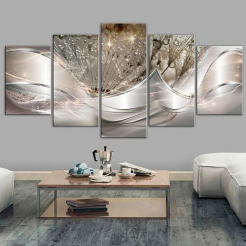 5Pcs Wall Art Canvas Painting Picture Home Decor Modern Abstract Poster Crystals