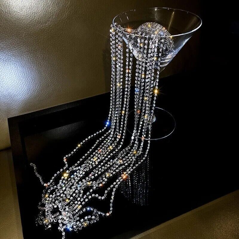 Women Hair Accessories Full Rhinestone Crystal Long Tassel Hairpin Shiny Jewelry