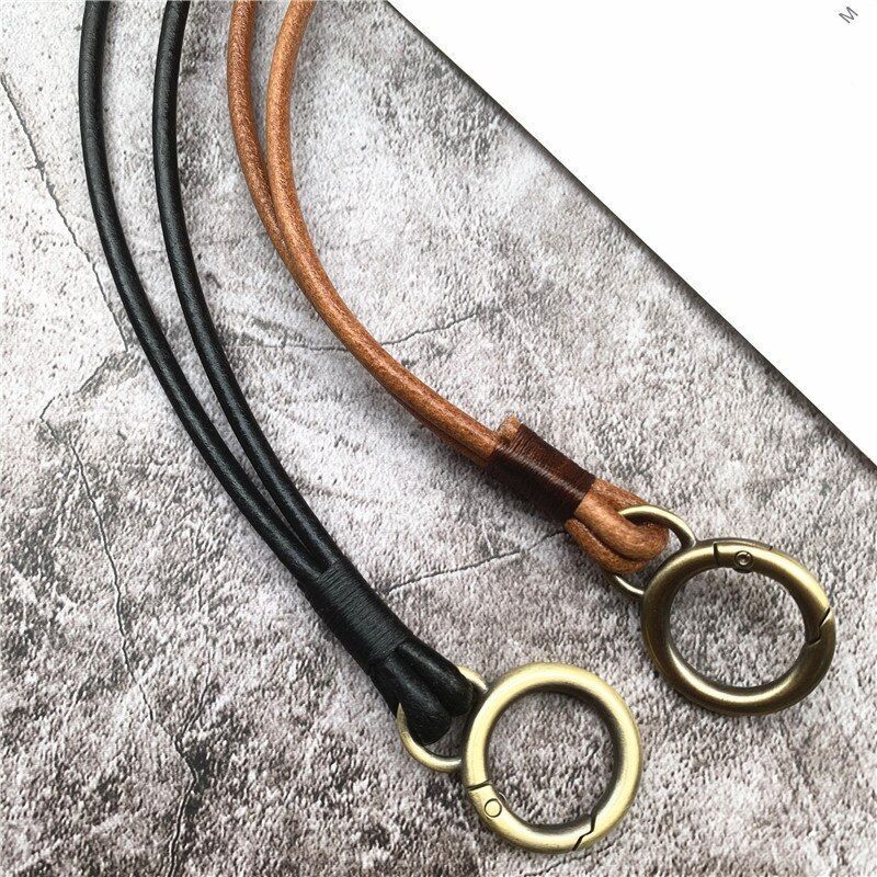 Mobile Phone Straps Cowhide Lanyards Key Leather Card Badge Neck Sling Band 50cm