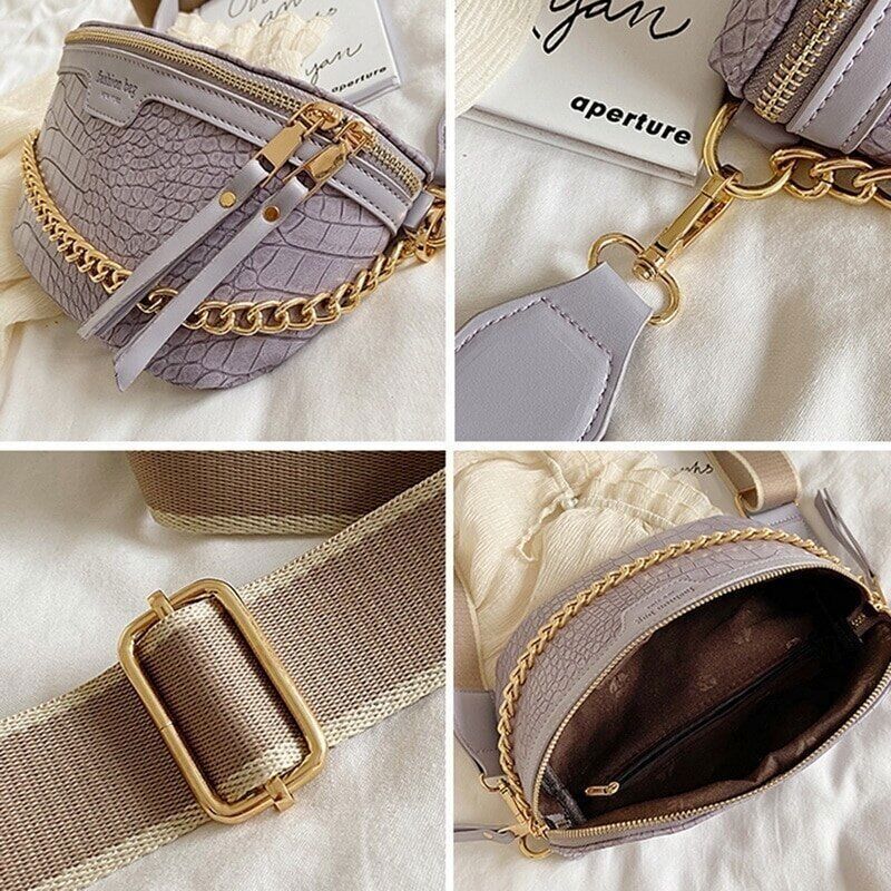 Women's Waist Bag Thick Chain Shoulder Crossbody Bag Female Belt Bag Handbag