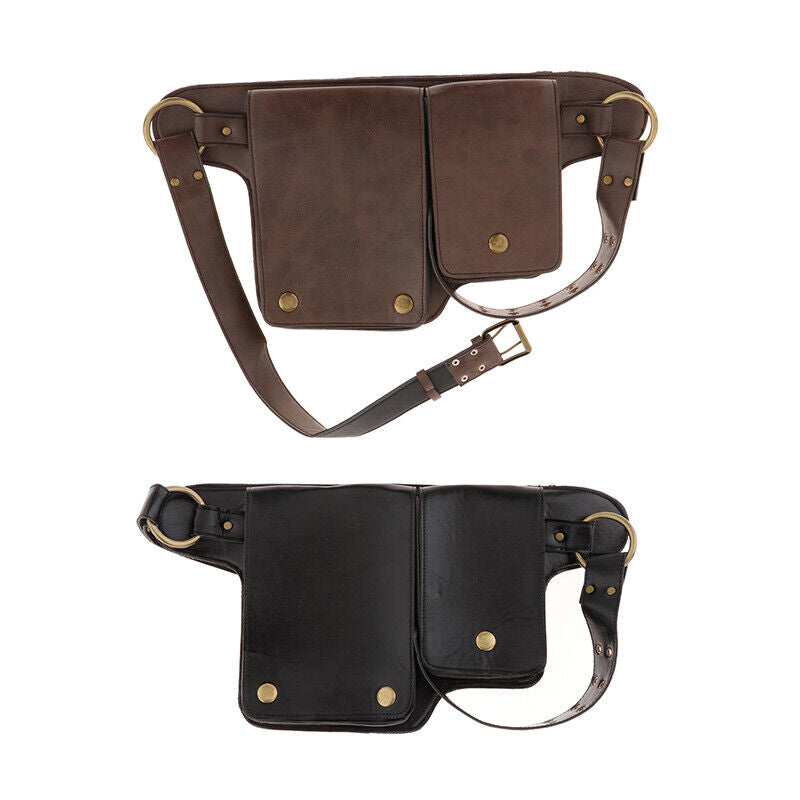 Men Women Medieval Steampunk Pu Leather Hip Belt Bag Pocket Waist Bag
