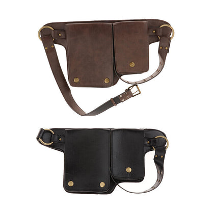 Men Women Medieval Steampunk Pu Leather Hip Belt Bag Pocket Waist Bag