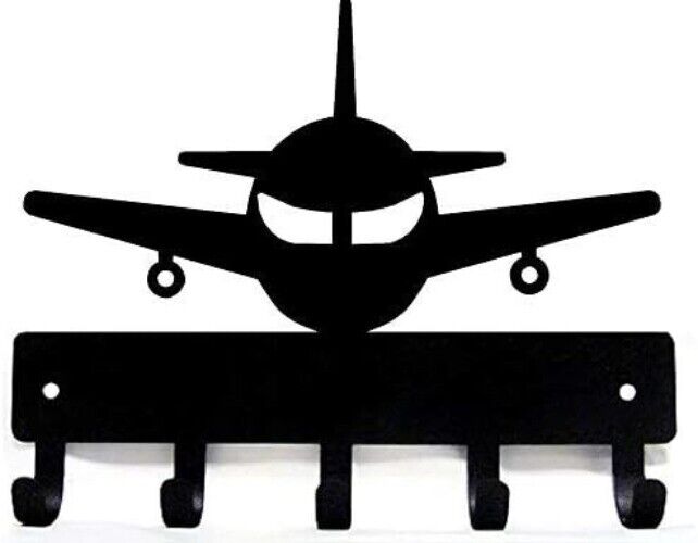 Airplane #1 Key Rack Hanger - 6 inch Wide Metal Wall Art