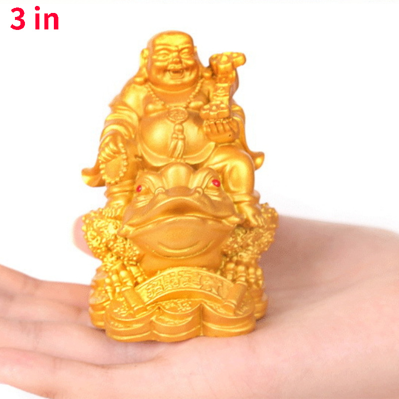 Toad Mido Laughing Buddha Statue Sculpture Lucky Fortune Statue Feng Shui Decoration -