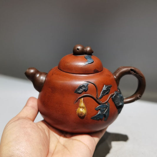 vintage chinese yixing purple clay teapot zisha ceremony ceramic gourd teaware