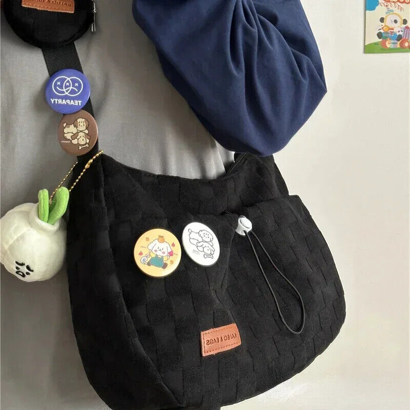 College Crossbody Bag Plaid Print Shoulder Bag New Cute Handbag