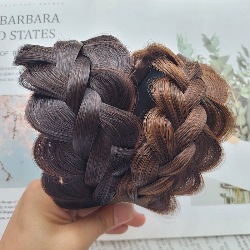 Headband Fishbone Braided Wig Wide Cover White Hair Large Volume Twist Hair Band