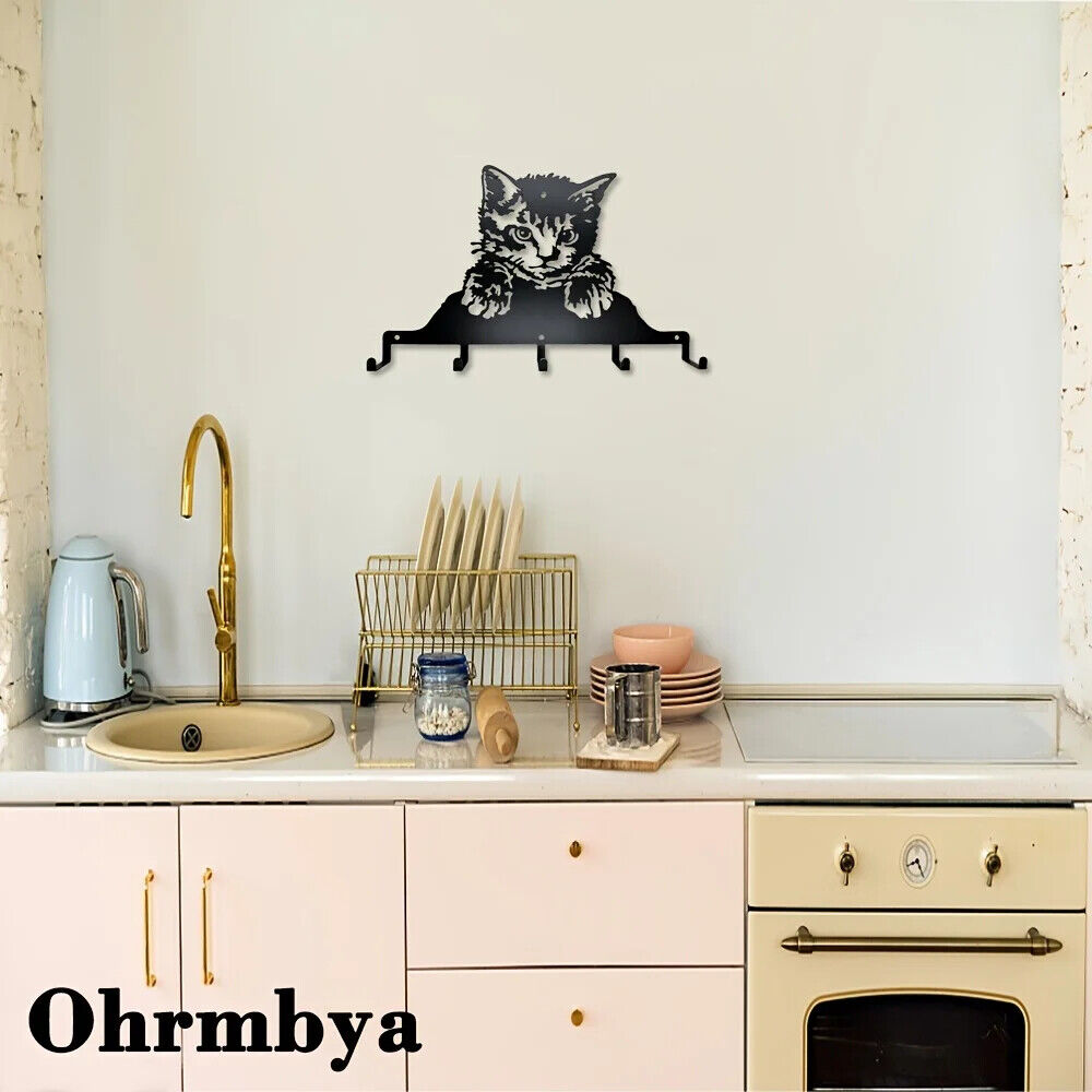 1pc Cute Little Cat Metal Wall Hanger - Perfect for Coats, Hats, Keys, and More