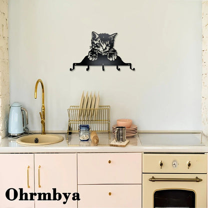 1pc Cute Little Cat Metal Wall Hanger - Perfect for Coats, Hats, Keys, and More