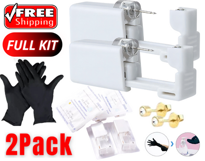 2 Pack Self Ear Piercing Gun Disposable Self Ear Piercing Kit Safety Earring