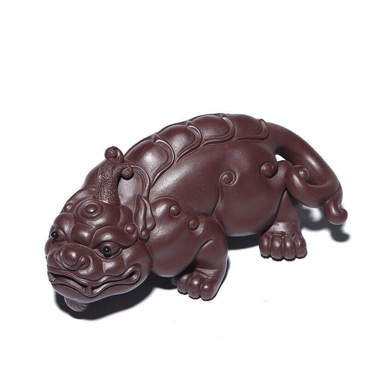 Handmade Tea Pet Yixing Zisha Purple Grit Clay Mascot Statue Wealth Bring China