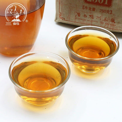 Three Cranes Sanhe Loose Liupao Tea Dark Tea 2301 Aged Teas 250g/8.8oz