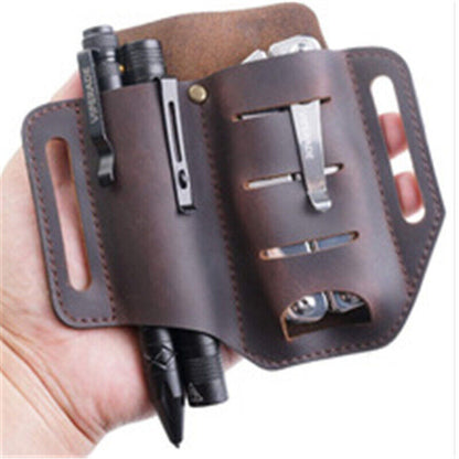 Mens Genuine Leather Tool Holder EDC Waist Bag Belt Pack Outdoor Waist Tool Case