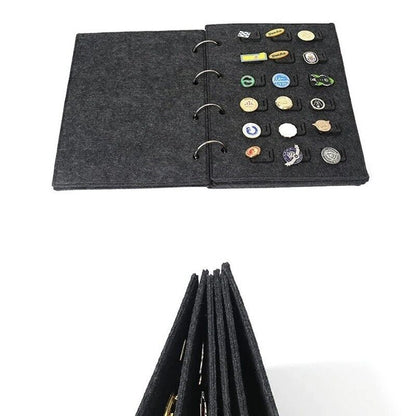 Felt Pin Brooch Display Storage Book Metal Badge Chest Organizer Box 20x2.5x26cm