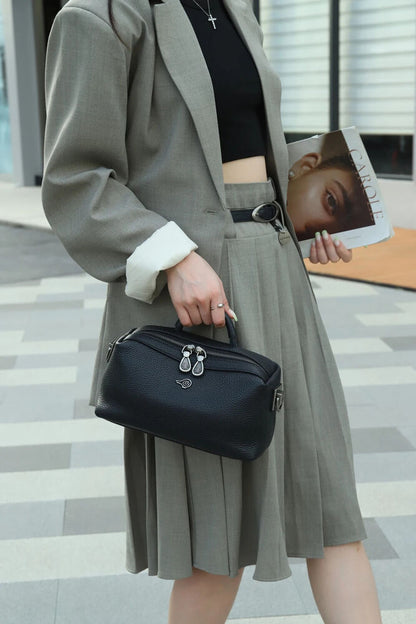 Small Square Bag for Ladies Soft Genuine Leather Cute Women‘s Crossbody Handbag