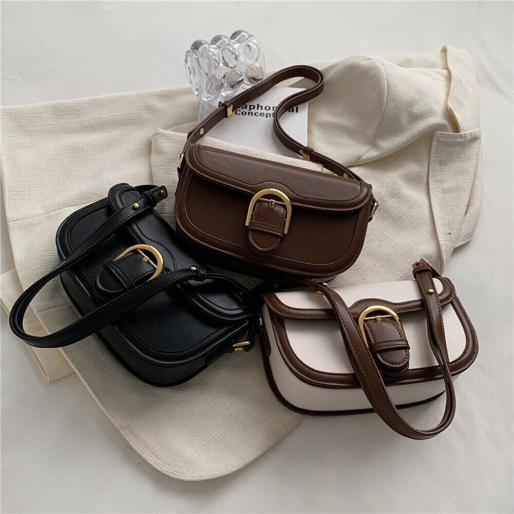 Saddle Shoulder Bags Women Crossbody Bag PU Leather Ladies Handbag