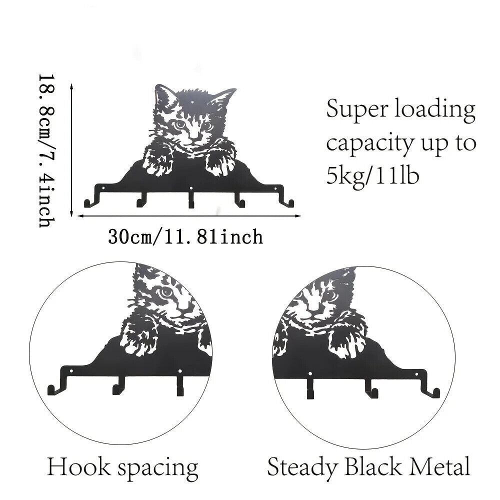 1pc Cute Little Cat Metal Wall Hanger - Perfect for Coats, Hats, Keys, and More